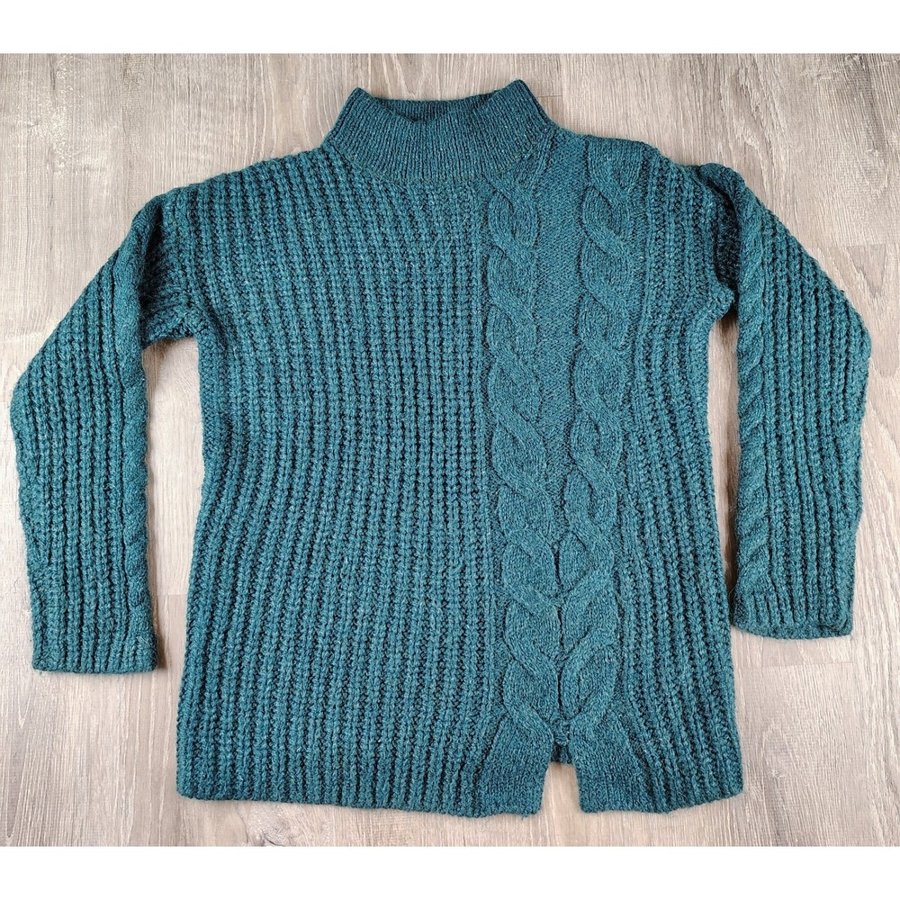 Womens A Pea in the Pod‎ Cowl Neck Green Sweater Maternity Size Small Cable Knit